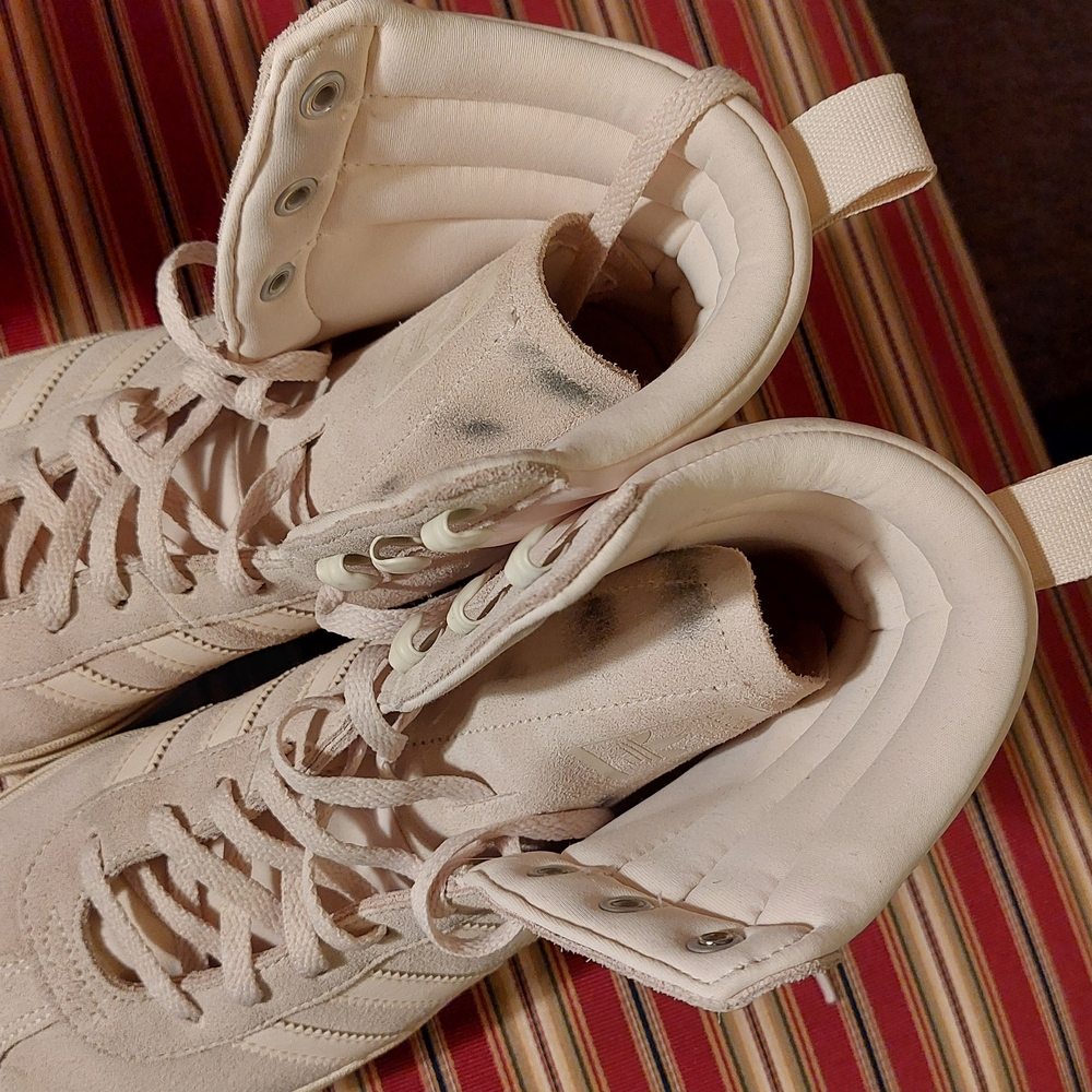 Adidas Beige Seude High-Top Sneakers Size 7.5 - Picture 12 of 13